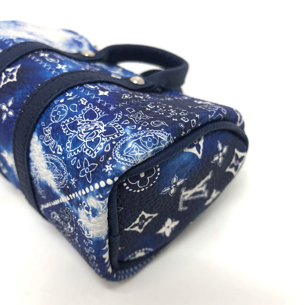 LOUIS VUITTON key ring MP3337 Monogram canvas blue monogram bandana Porto Cle Pouch mens Used Authentic