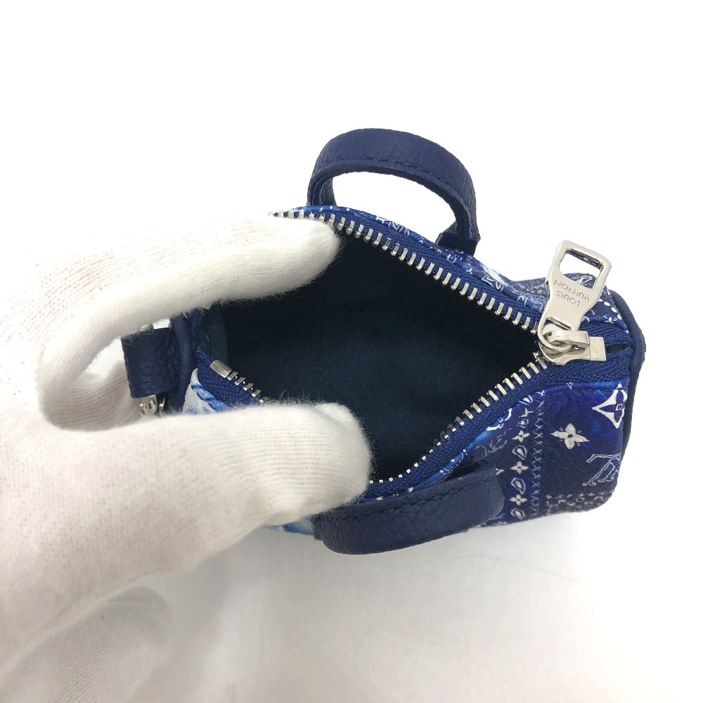 LOUIS VUITTON key ring MP3337 Monogram canvas blue monogram bandana Porto Cle Pouch mens Used Authentic