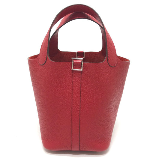 HERMES Handbag Taurillon Clemence Red Picotan Lock PM 18