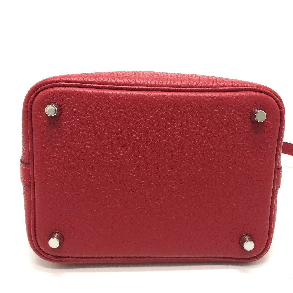HERMES Handbag Taurillon Clemence Red Picotan Lock PM 18