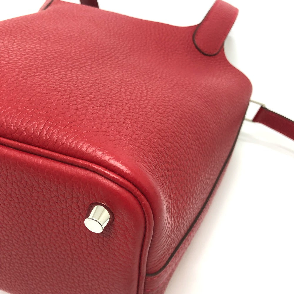 HERMES Handbag Taurillon Clemence Red Picotan Lock PM 18