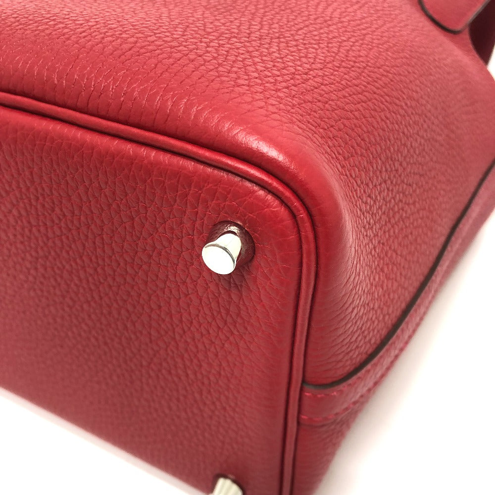 HERMES Handbag Taurillon Clemence Red Picotan Lock PM 18