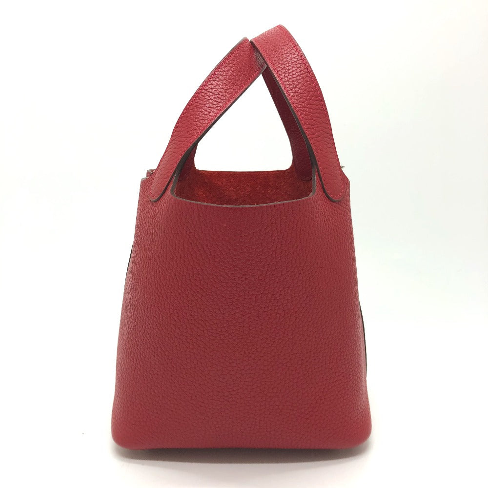 HERMES Handbag Taurillon Clemence Red Picotan Lock PM 18