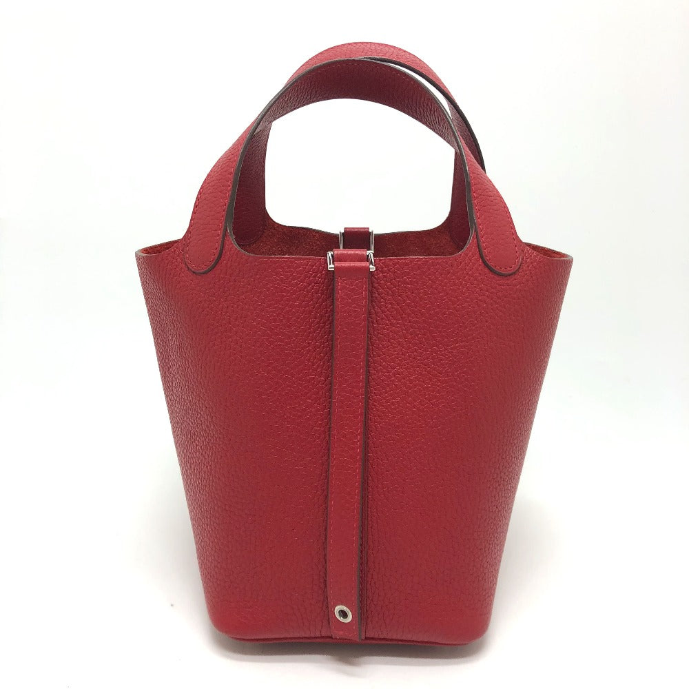 HERMES Handbag Taurillon Clemence Red Picotan Lock PM 18