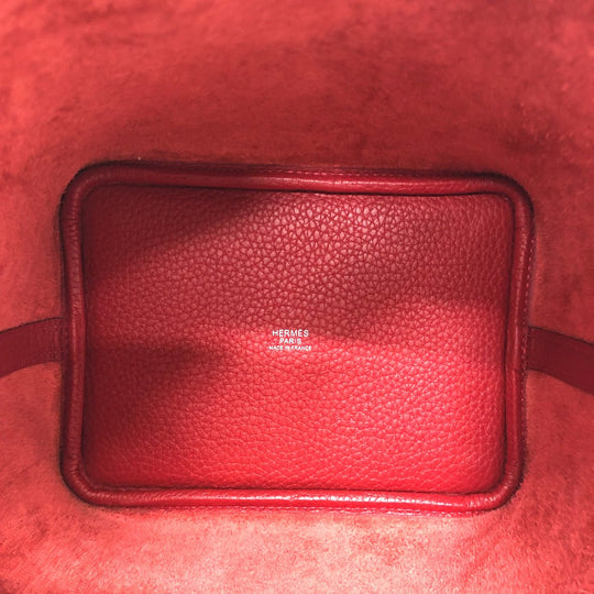 HERMES Handbag Taurillon Clemence Red Picotan Lock PM 18