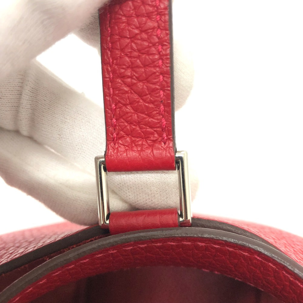 HERMES Handbag Taurillon Clemence Red Picotan Lock PM 18