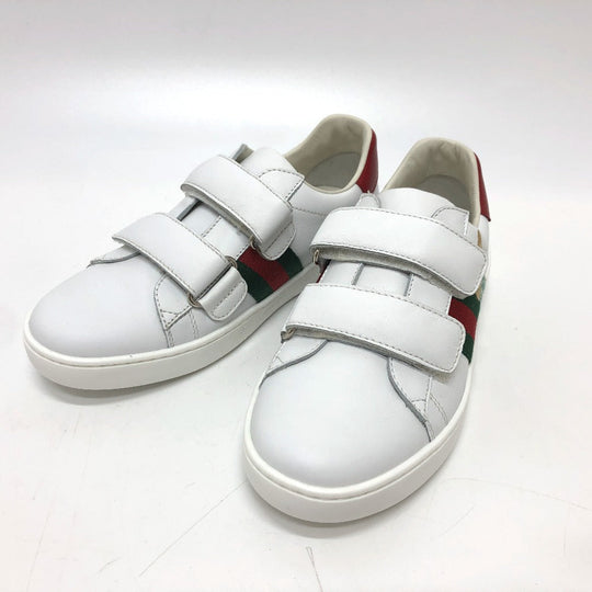 GUCCI sneakers leather white sherry line cat Cat Kids 32 Used Authentic