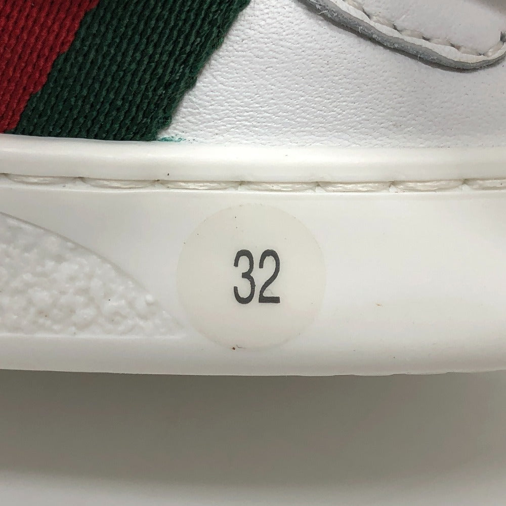 GUCCI sneakers leather white sherry line cat Cat Kids 32 Used Authentic