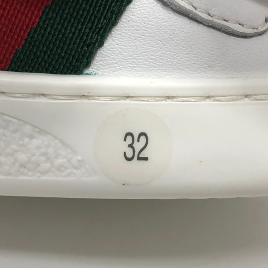 GUCCI sneakers leather white sherry line cat Cat Kids 32 Used Authentic