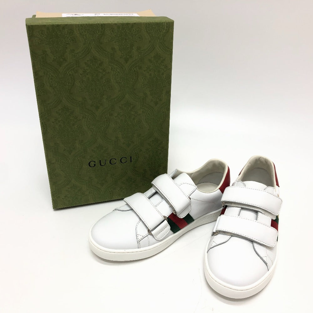 GUCCI sneakers leather white sherry line cat Cat Kids 32 Used Authentic