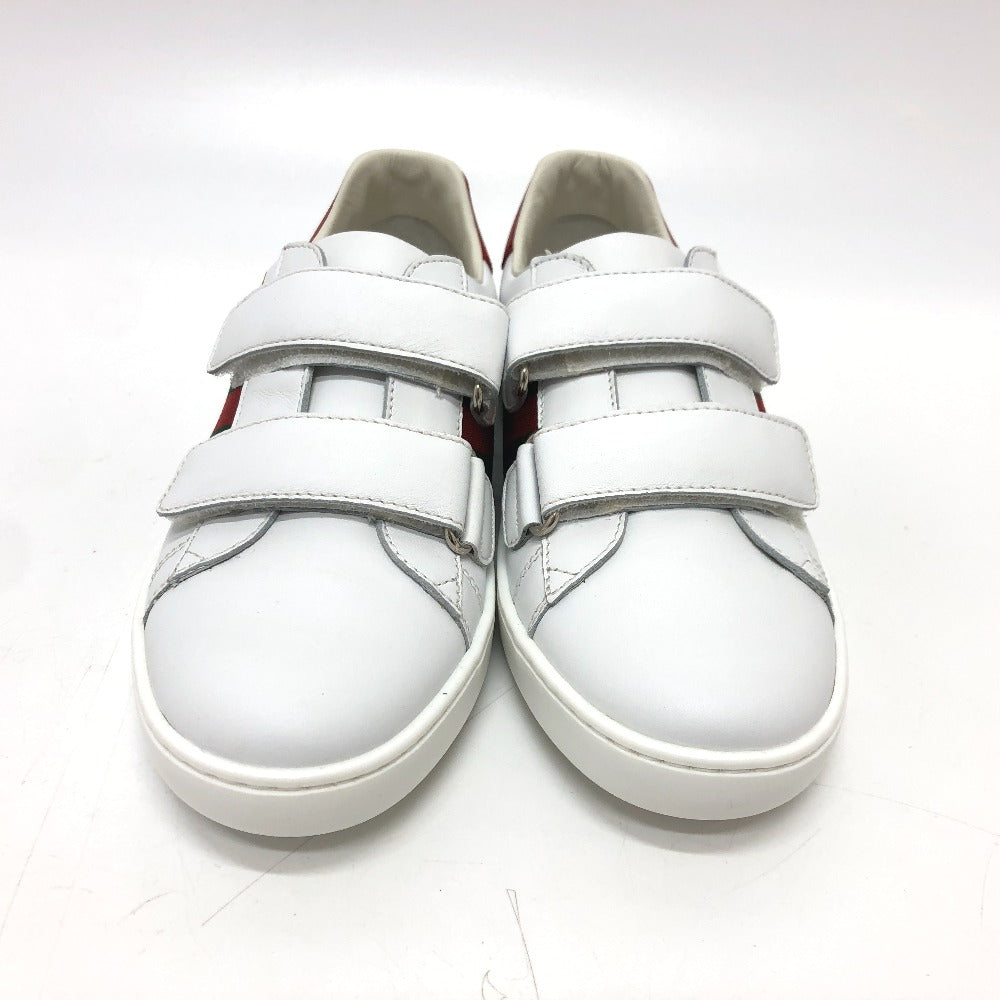 GUCCI sneakers leather white sherry line cat Cat Kids 32 Used Authentic
