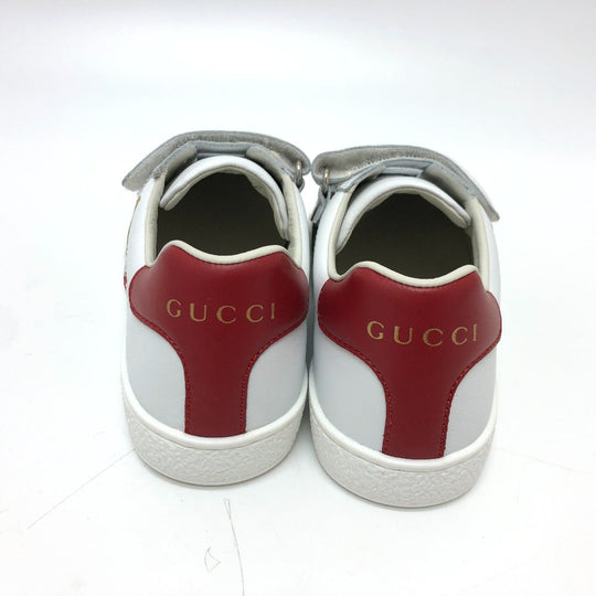 GUCCI sneakers leather white sherry line cat Cat Kids 32 Used Authentic