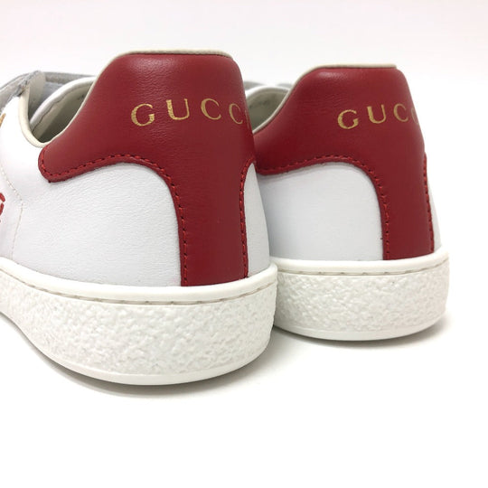 GUCCI sneakers leather white sherry line cat Cat Kids 32 Used Authentic