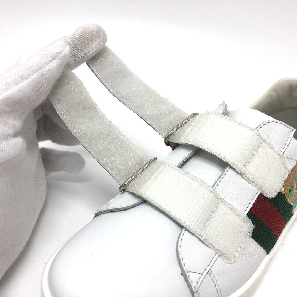 GUCCI sneakers leather white sherry line cat Cat Kids 32 Used Authentic