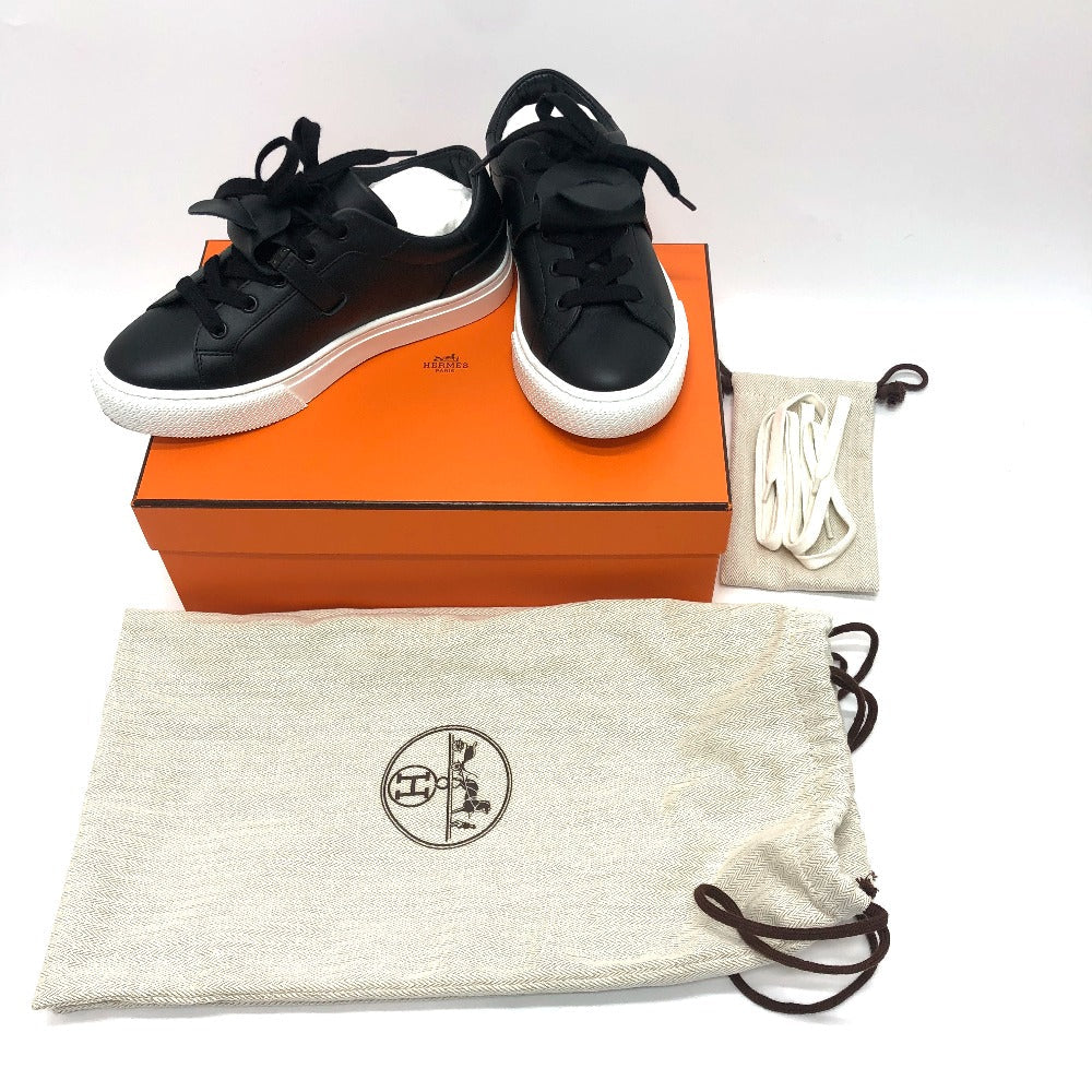 HERMES sneakers leather black day kelly buckle Women 35 Used Authentic