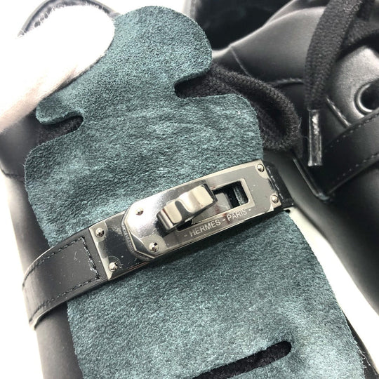 HERMES sneakers leather black day kelly buckle Women 35 Used Authentic
