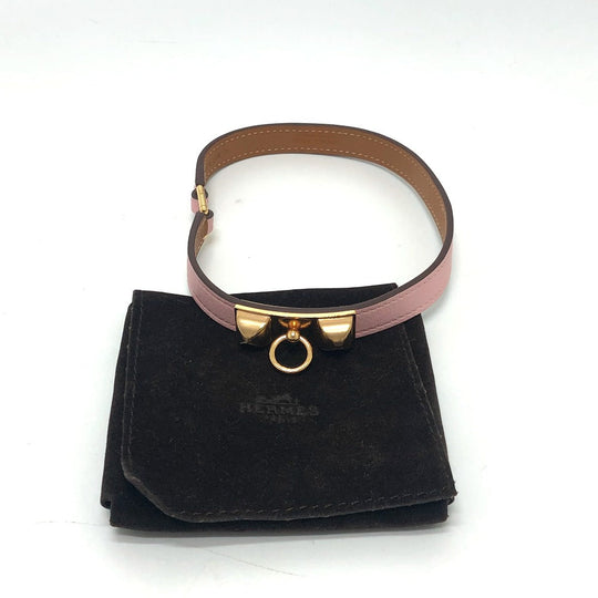 HERMES bracelet Swift pink Rival double tour double Women T1 Used Authentic