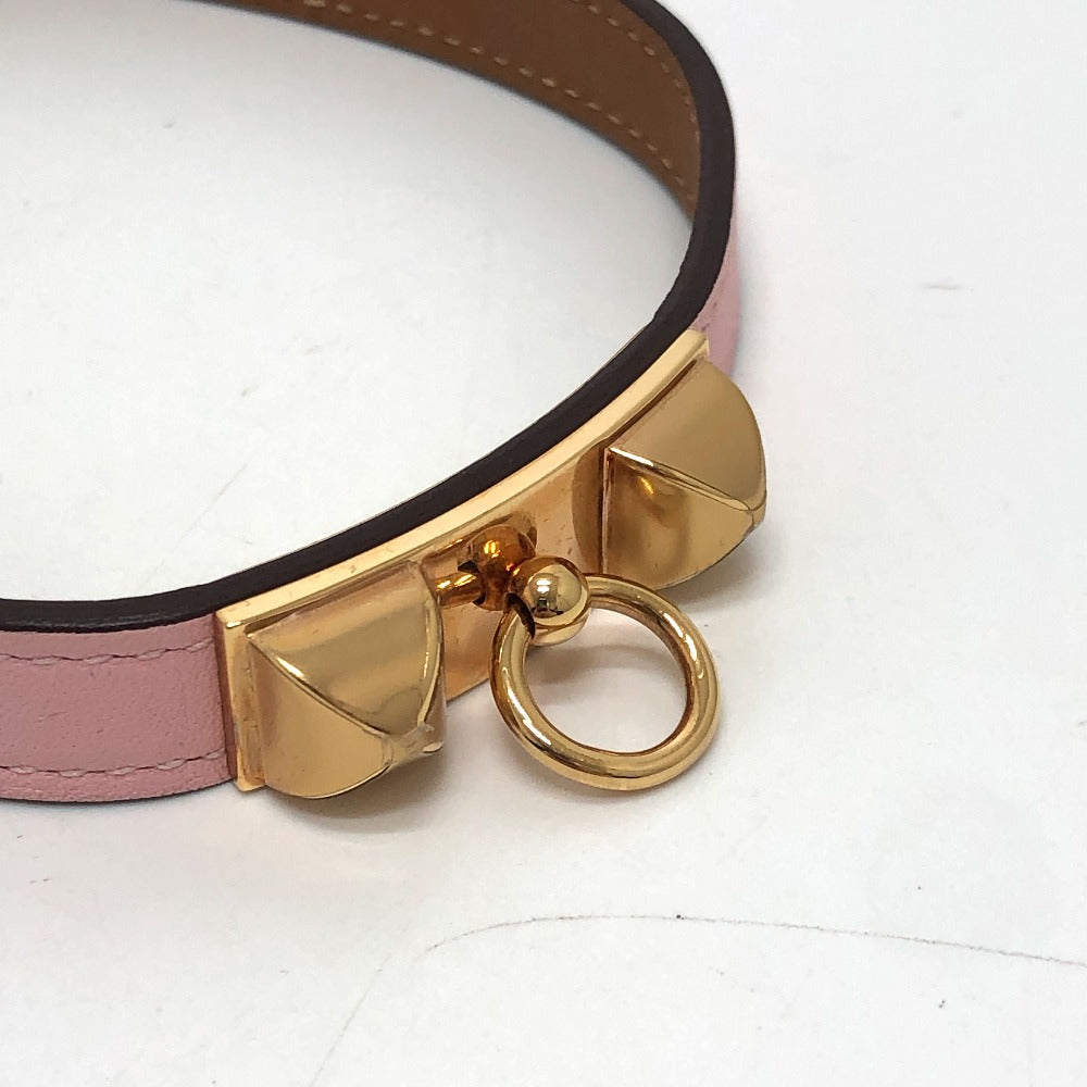 HERMES bracelet Swift pink Rival double tour double Women T1 Used Authentic