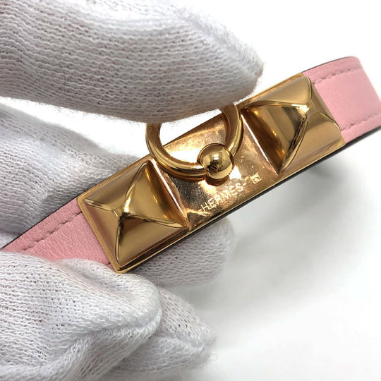 HERMES bracelet Swift pink Rival double tour double Women T1 Used Authentic