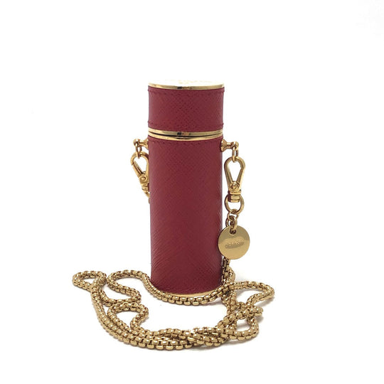 PRADA Accessory case saffiano leather Red Lip case Women Used Authentic