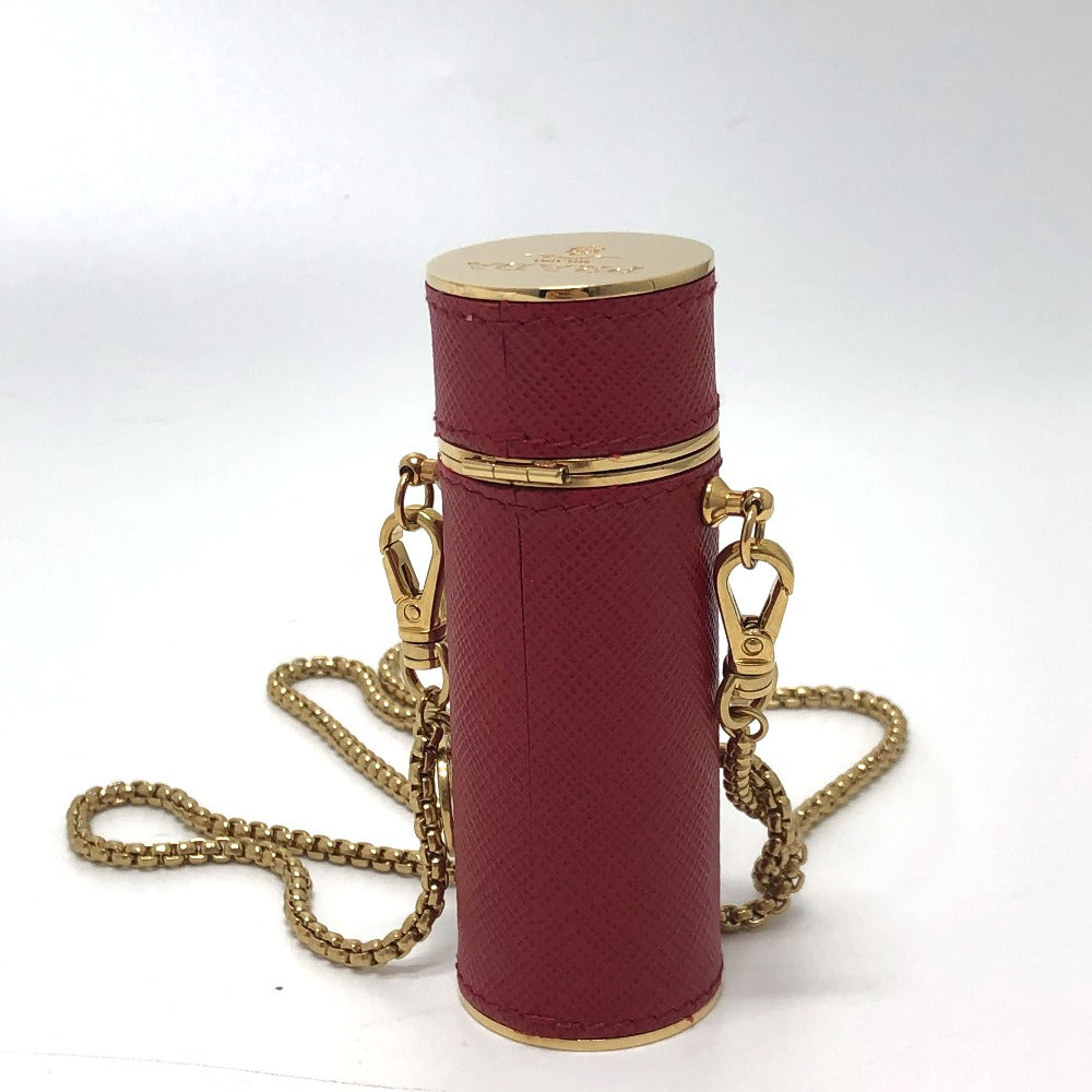 PRADA Accessory case saffiano leather Red Lip case Women Used Authentic