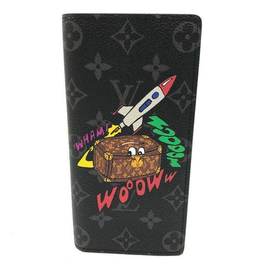 LOUIS VUITTON Long Wallet Purse M80931 Monogram Eclipse Canvas black Monogram Eclipse Portefeuille Braza mens Used Authentic