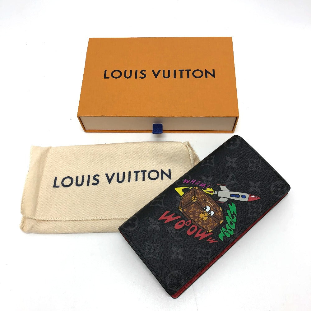 LOUIS VUITTON Long Wallet Purse M80931 Monogram Eclipse Canvas black Monogram Eclipse Portefeuille Braza mens Used Authentic