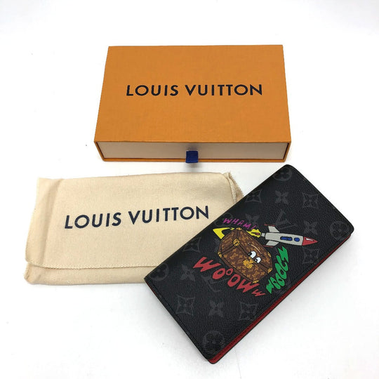 LOUIS VUITTON Long Wallet Purse M80931 Monogram Eclipse Canvas black Monogram Eclipse Portefeuille Braza mens Used Authentic