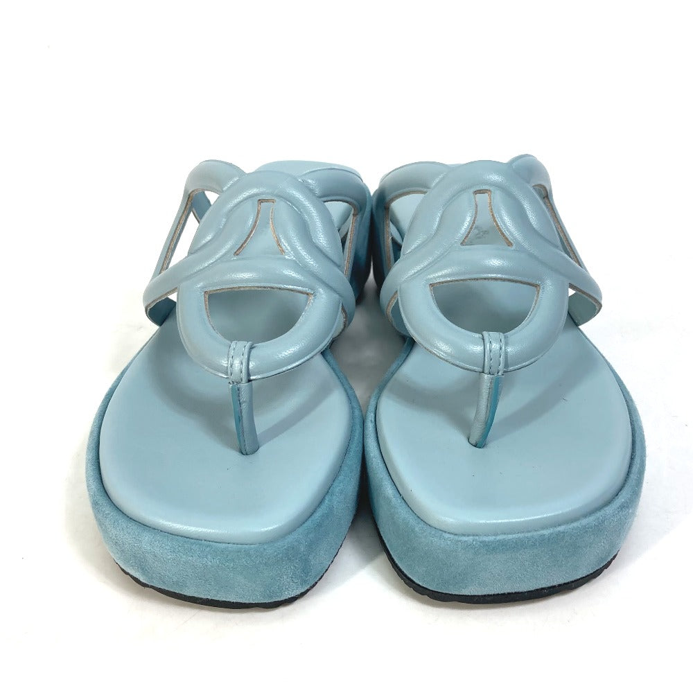 HERMES Sandals Suede, Leather Blue type Chene Dunkle Gypsy Vert D'or Women 35 Used Authentic