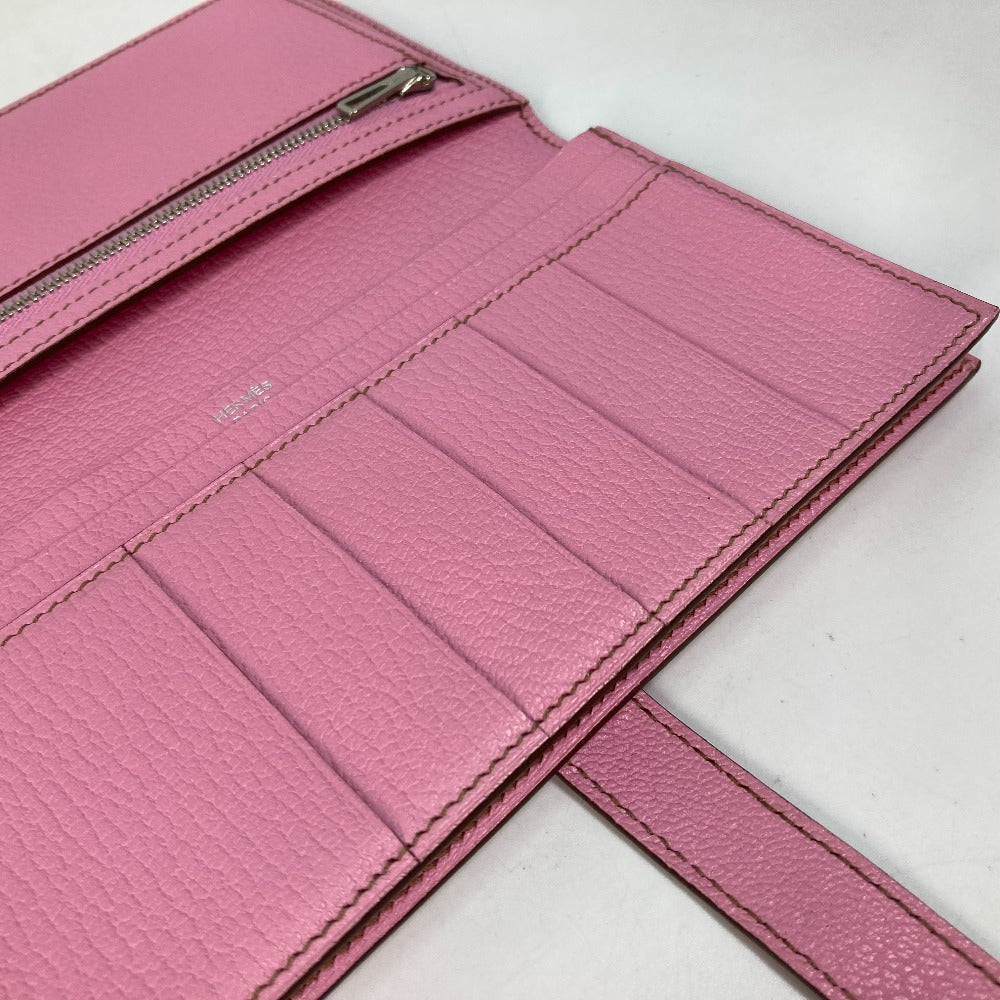 HERMES Long Wallet Purse Shave pink Long Wallet HMetal Bane Souffle