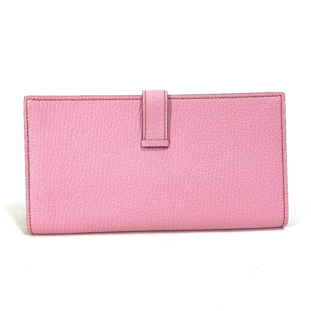 HERMES Long Wallet Purse Shave pink Long Wallet HMetal Bane Souffle