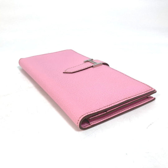 HERMES Long Wallet Purse Shave pink Long Wallet HMetal Bane Souffle