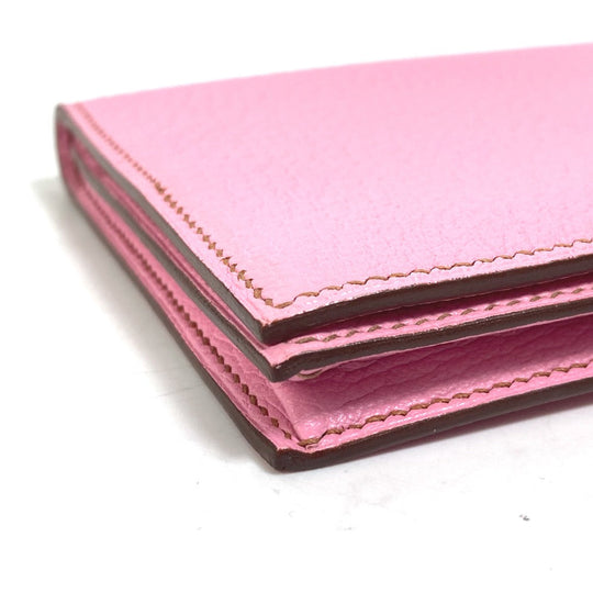 HERMES Long Wallet Purse Shave pink Long Wallet HMetal Bane Souffle