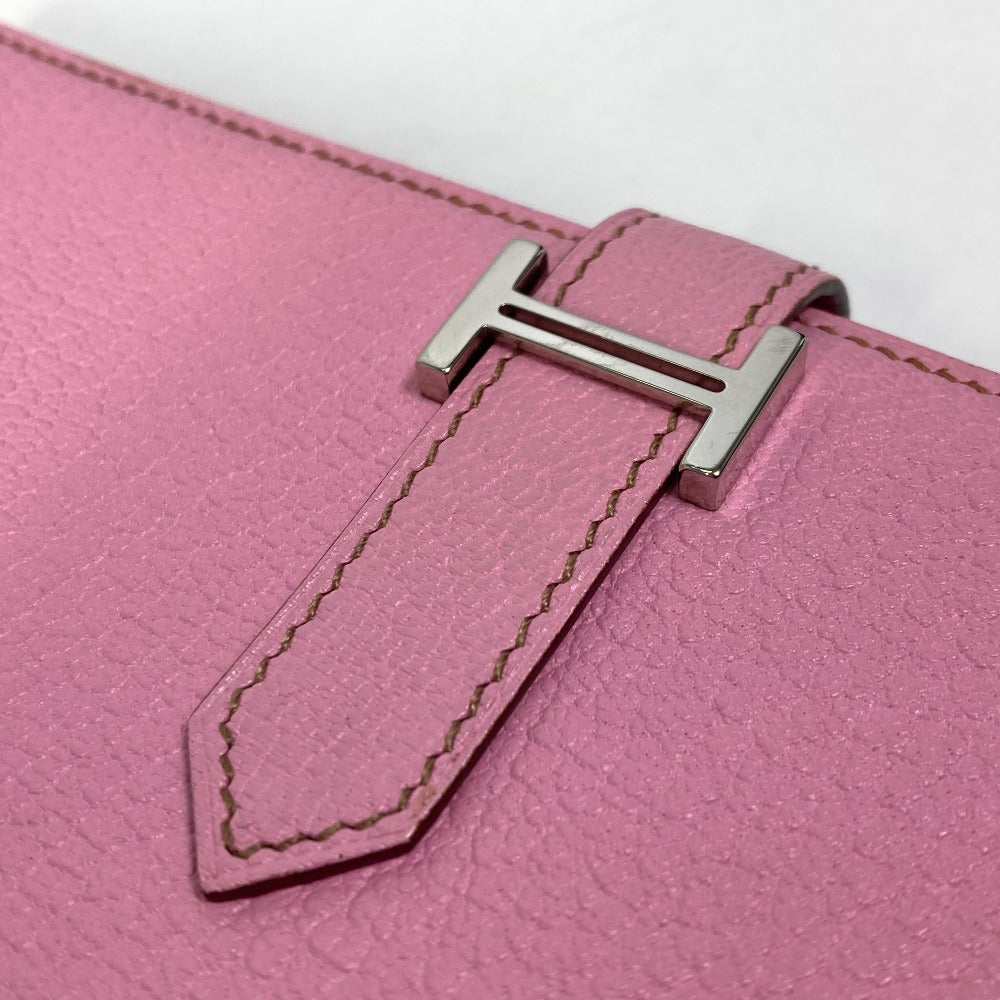 HERMES Long Wallet Purse Shave pink Long Wallet HMetal Bane Souffle