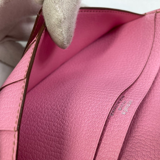 HERMES Long Wallet Purse Shave pink Long Wallet HMetal Bane Souffle