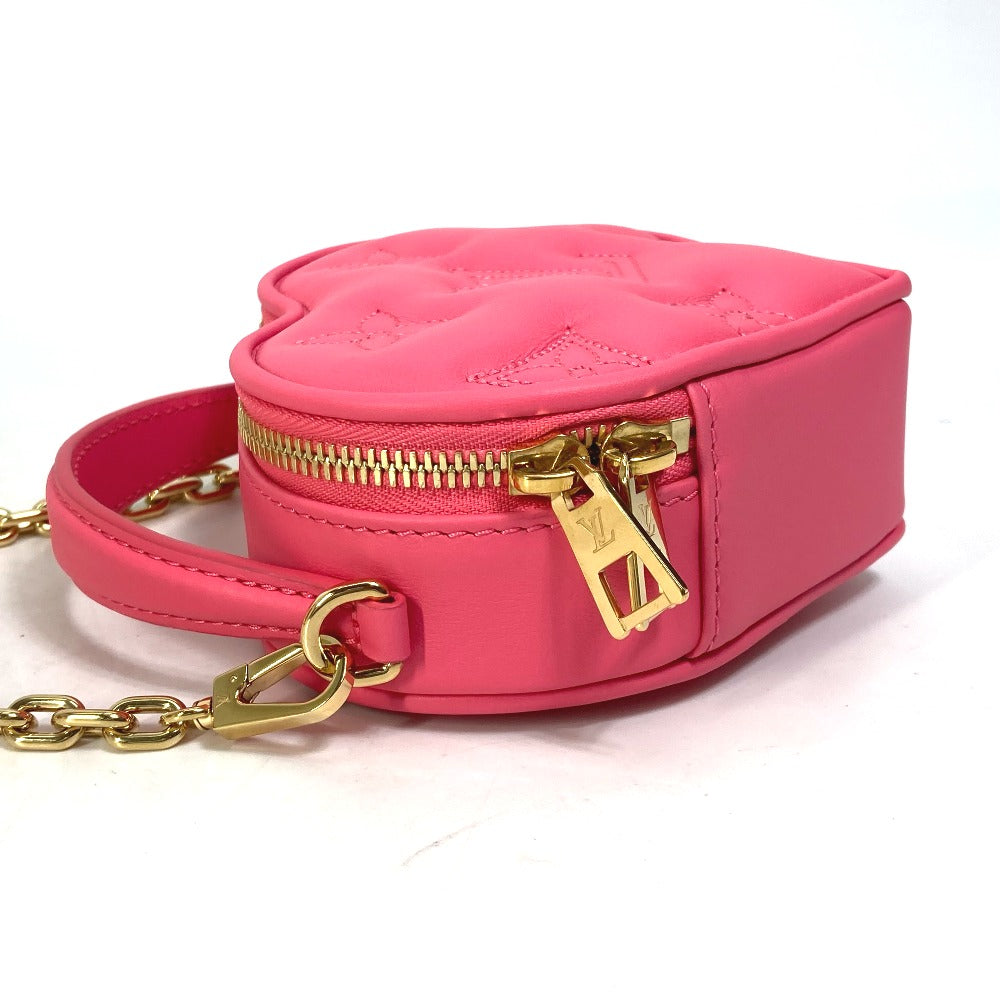 LOUIS VUITTON Shoulder Bag M81893 leather pink Monogram Bubblegram pop my heart pouch Women Used Authentic