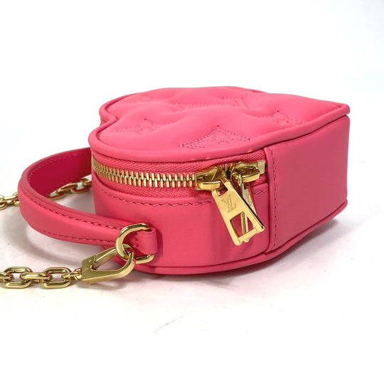 LOUIS VUITTON Shoulder Bag M81893 leather pink Monogram Bubblegram pop my heart pouch Women Used Authentic