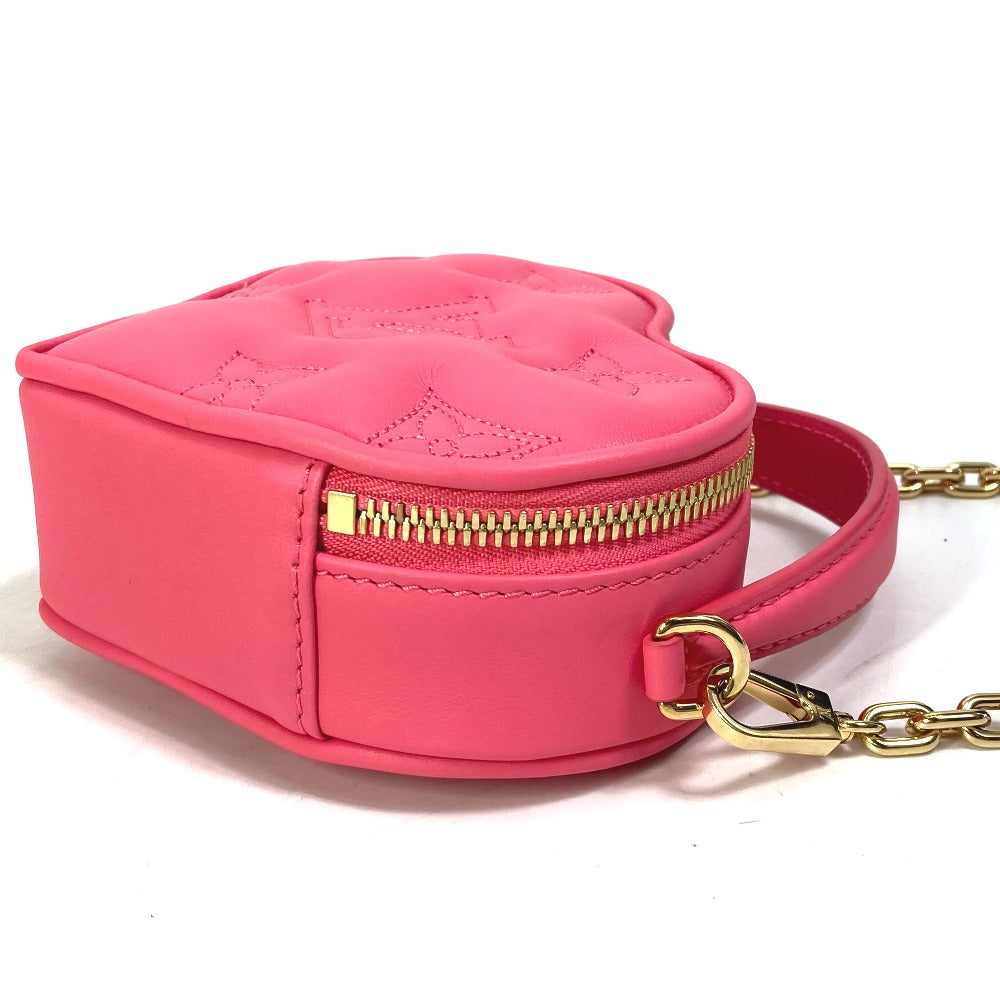 LOUIS VUITTON Shoulder Bag M81893 leather pink Monogram Bubblegram pop my heart pouch Women Used Authentic