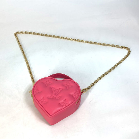 LOUIS VUITTON Shoulder Bag M81893 leather pink Monogram Bubblegram pop my heart pouch Women Used Authentic