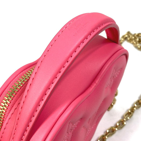 LOUIS VUITTON Shoulder Bag M81893 leather pink Monogram Bubblegram pop my heart pouch Women Used Authentic