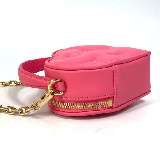 LOUIS VUITTON Shoulder Bag M81893 leather pink Monogram Bubblegram pop my heart pouch Women Used Authentic