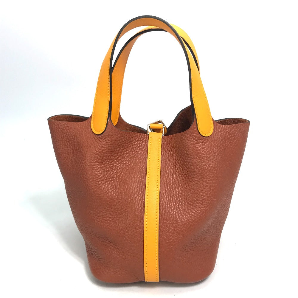 HERMES Handbag Togo, Vaux Swift Brown x Orange type By color Picotan Lock PM 18 Women Used Authentic