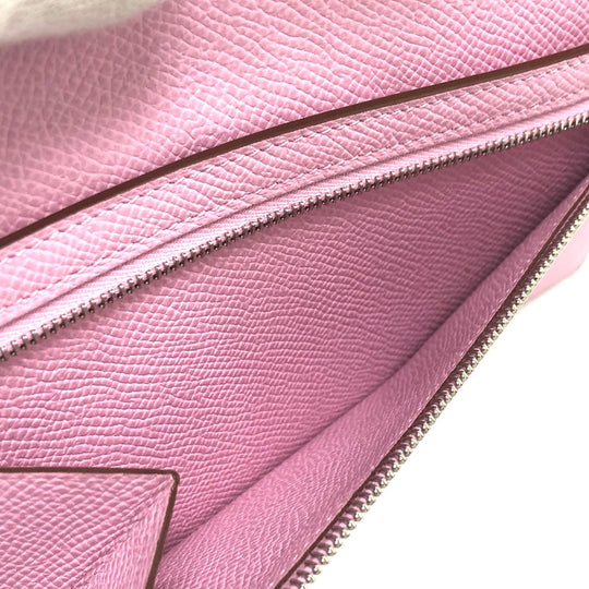 HERMES Long Wallet Purse Epsom pink HMetal Beansufla Women Used Authentic