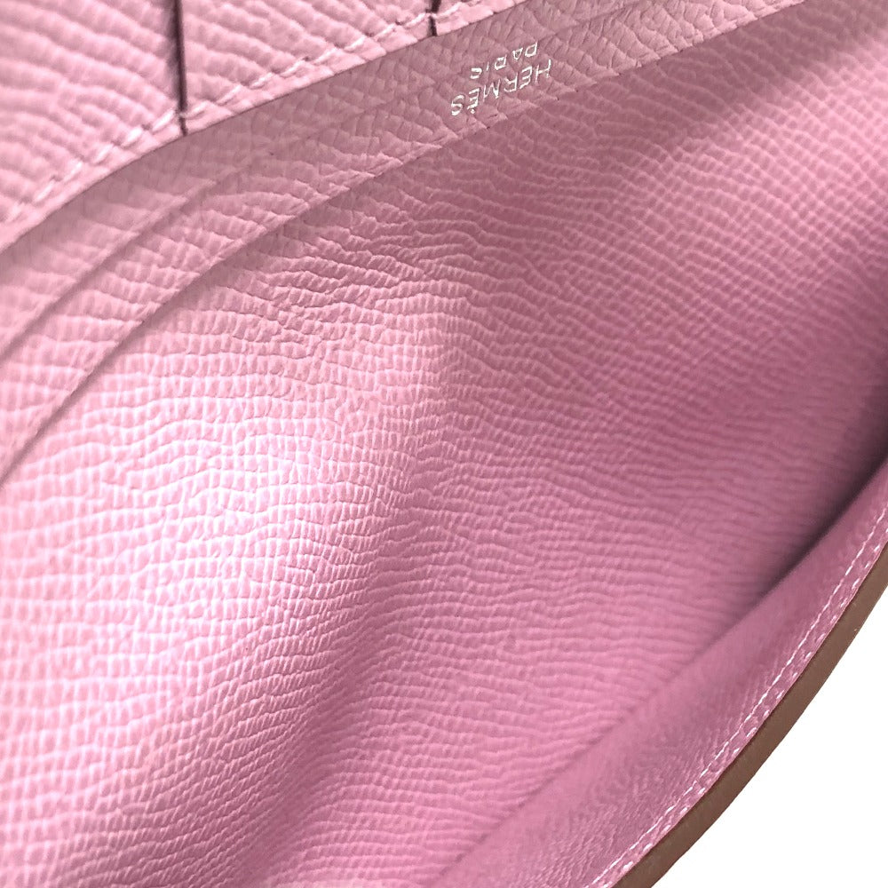 HERMES Long Wallet Purse Epsom pink HMetal Beansufla Women Used Authentic
