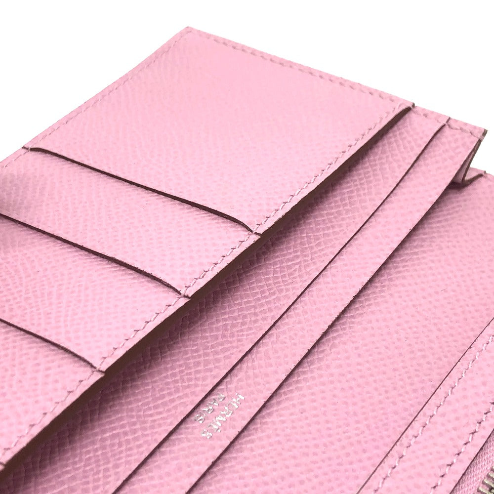 HERMES Long Wallet Purse Epsom pink HMetal Beansufla Women Used Authentic
