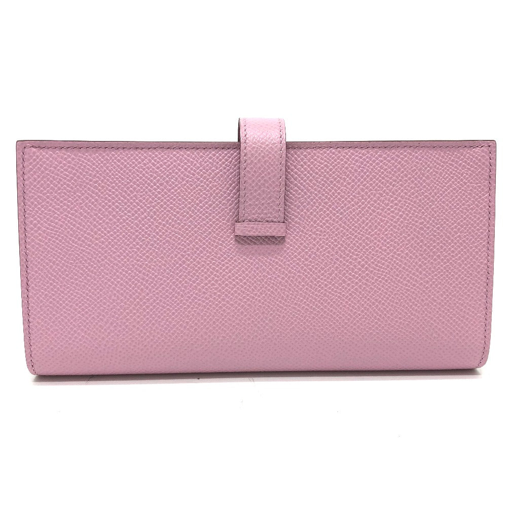 HERMES Long Wallet Purse Epsom pink HMetal Beansufla Women Used Authentic