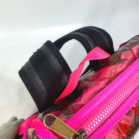 GUCCI Backpack 555549 Plastics, Leather Fluorescent pink Backpack Flora floral pattern flower Women Used Authentic