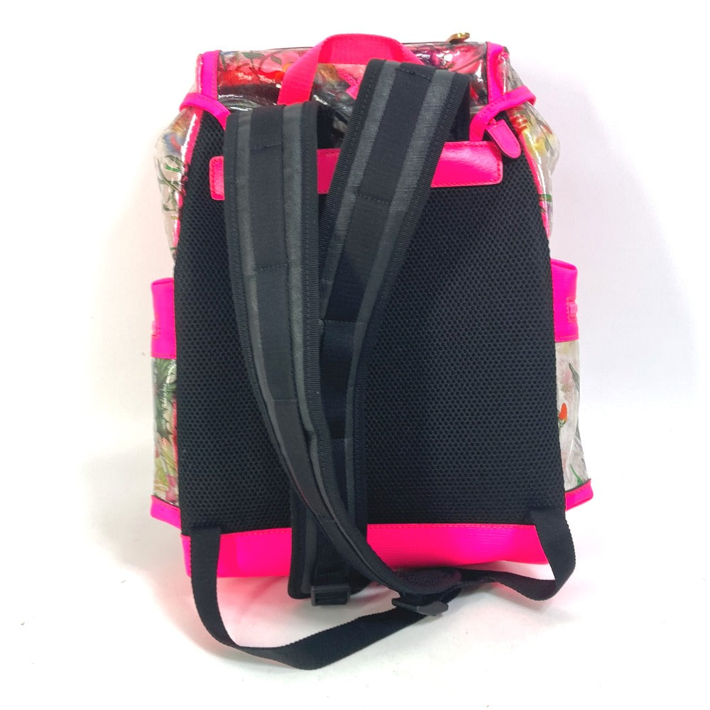 GUCCI Backpack 555549 Plastics, Leather Fluorescent pink Backpack Flora floral pattern flower Women Used Authentic