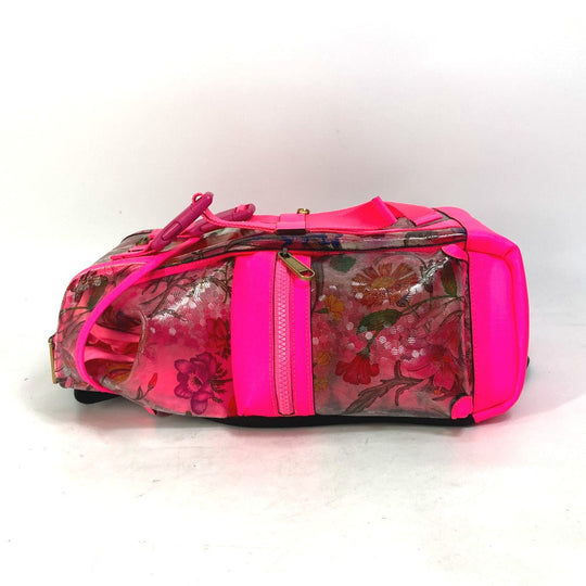 GUCCI Backpack 555549 Plastics, Leather Fluorescent pink Backpack Flora floral pattern flower Women Used Authentic