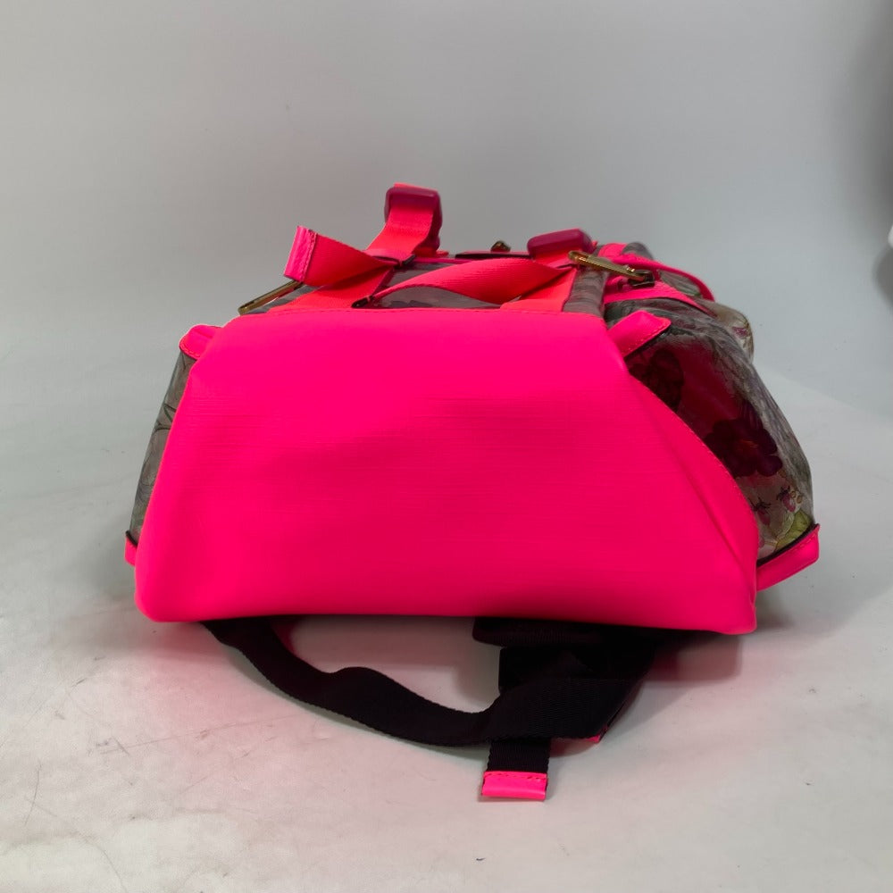 GUCCI Backpack 555549 Plastics, Leather Fluorescent pink Backpack Flora floral pattern flower Women Used Authentic